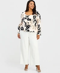 Anne Klein Plus Printed Scoop-Neck Jacket