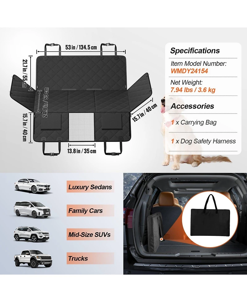 Cozito Dog Car Seat Extender | Hard-Bottom Hammock Bed, Mesh Window, 350 lb Support