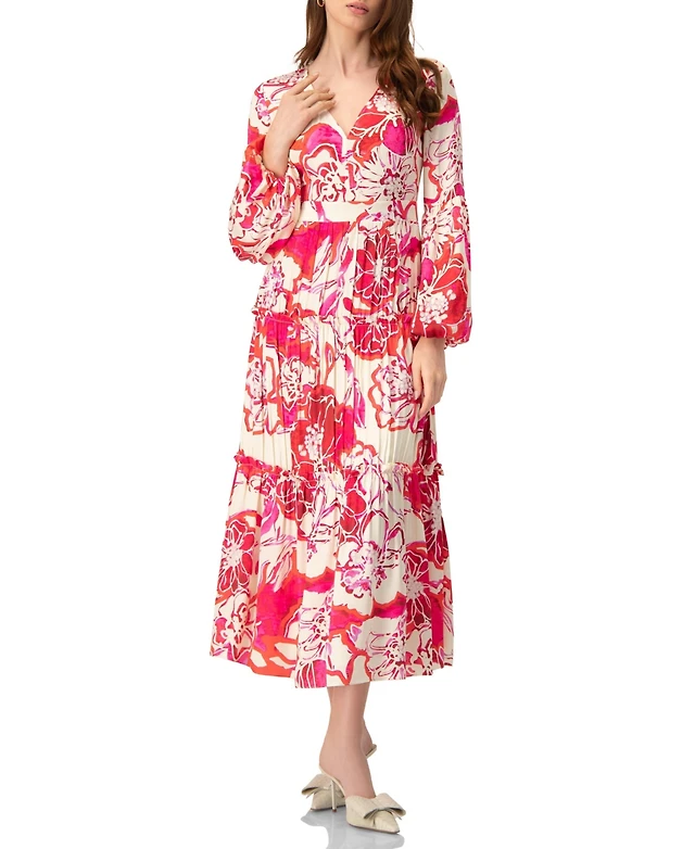 helsi clara puff sleeve appliqu a line maxi dress Helsi Clara Puff-Sleeve Sheer Floral Appliqu Maxi Dress at MarketFair Shoppes in Princeton, NJ