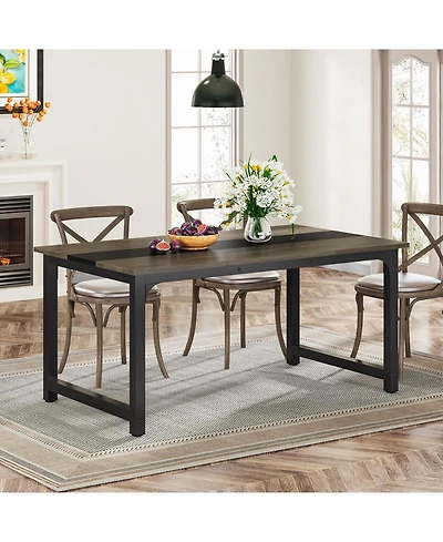 Tribesigns 63" Industrial Dining Table for 4–6 with Sturdy Metal Legs and Wood Top
