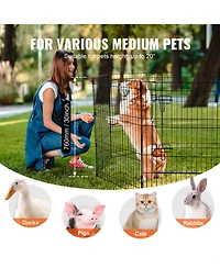 Cozito Dog Playpen, 8-Panel 30"H x 24"W Foldable Metal Exercise Pen w/ Door & 600D Oxford Bottom Pad, Indoor/Outdoor Pet Fence