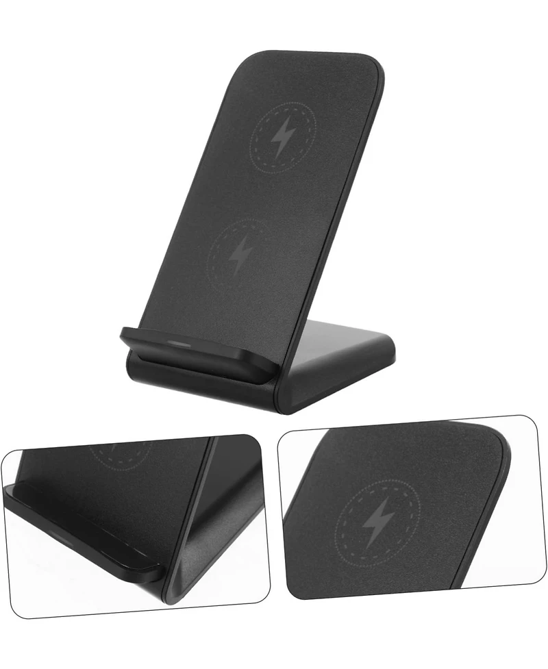 Risokeys 15w fast charging stand dual coil wireless charger, desktop mobile phone vertical wireless charger for desktop vertical and placement, black