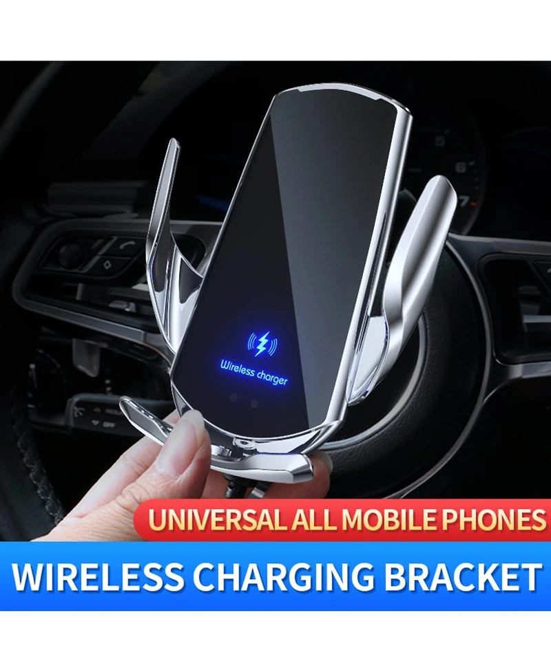 Risokeys Wireless car charger, car induction, 15W wireless charger, car vent mounting bracket, fast charging,vent phone holder, silver