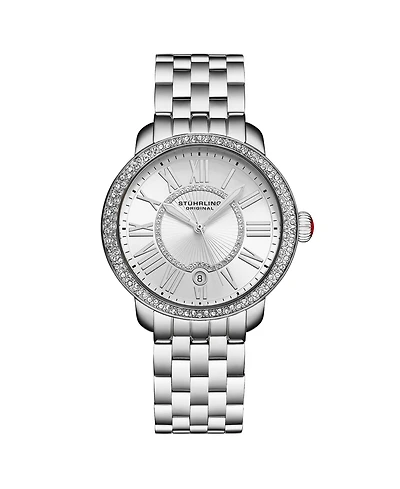 Stuhrling Celestia 4080 Women s Quartz 38mm Watch with Swarovski Crystal Bezel, Roman Numeral Sunray Dial & Stainless Steel Bracelet