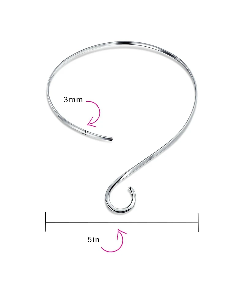 Bling Jewelry Modern S Swirl Geometric Collar Choker Statement Necklace .925 Silver Sterling