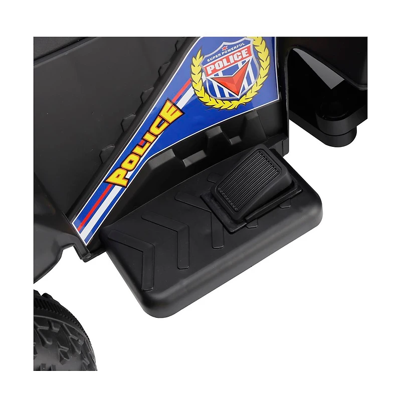 Bruce & Shark 6V Kids Police Ride-On Atv, Electric Toy with 4 Wheels, Light, Sound & Foot Pedal Drive