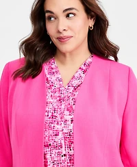 Kasper Plus Seamed Patch-Pocket Cardigan Jacket