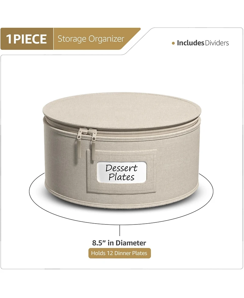 Sorbus China Storage Containers – Dinnerware Organizer for Salad Plates with Lid (Holds Service for 12) with Felt Protectors – 8.5 x 5.5