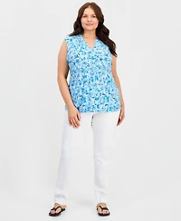 Kasper Plus Pleated V-Neck Sleeveless Top