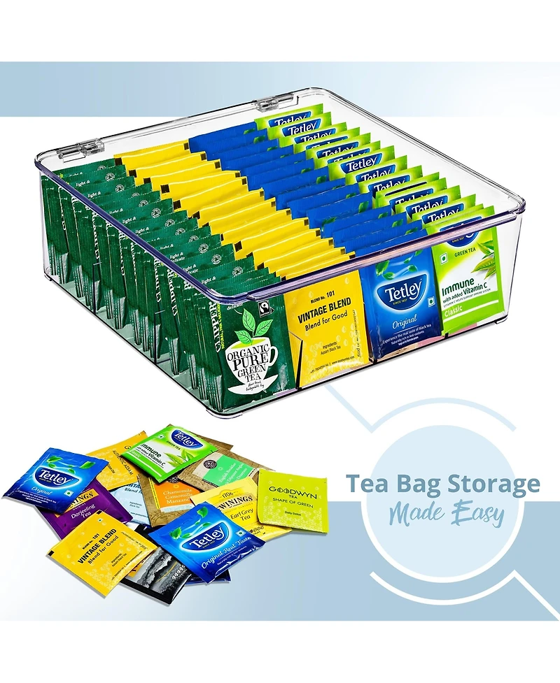 Sorbus 2 Pack 12 Compartments Tea Bag Organizer - Stores Tea Bags, Drink Packets, Condiments, and More