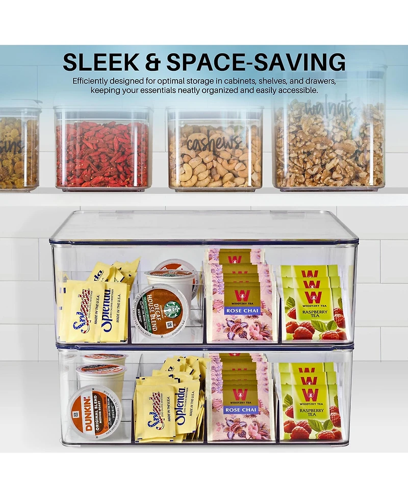 Sorbus 12 Compartments Tea Bag Organizer - Stores Tea Bags, Drink Packets, Condiments, and More