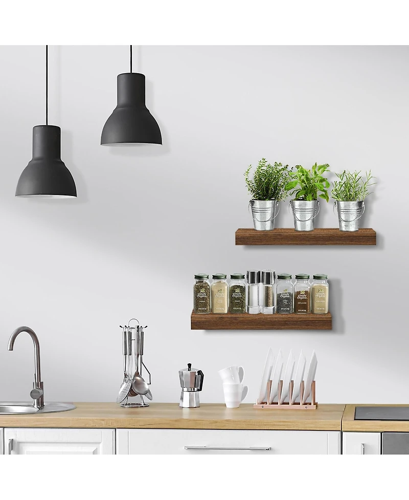 Sorbus 2 Pack 16 Inch Coastal Rectangle Floating Shelves - for Home Decor to Display Trophies, Books, Frames, and more