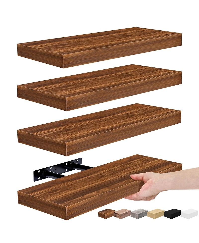 Sorbus 4 Pack Wall Mounted Floating Shelves - for storage and displaying showpieces, home decor items, and other prized possessions