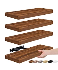 Sorbus 4 Pack Wall Mounted Floating Shelves - for storage and displaying showpieces, home decor items, and other prized possessions