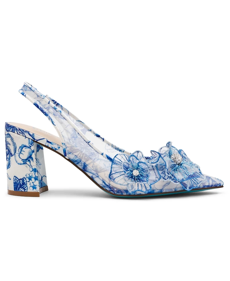 Betsey Johnson Women's Petra Flower Applique Slingback Pumps