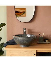 Tikamoon Smooth Genuine Marble Washbasin in a Modern Design Standard Bathroom