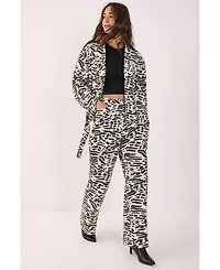 Nasty Gal Women's Denim Animal Print Biker Jacket