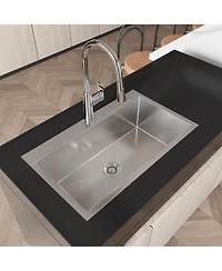flynama 32x19inch Brushed Nickel Stainless Steel Kitchen Sink Overmount Single Bowl Handmade