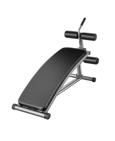 Mecale Sit Up Bench, Curved Decline Ab Bench with Reverse Crunch Handle and 6 Height Settings, 600 lb Capacity for Home Gym