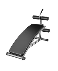 Mecale Sit Up Bench, Curved Decline Ab Bench with Reverse Crunch Handle and 6 Height Settings, 600 lb Capacity for Home Gym