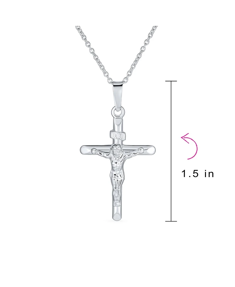 Bling Jewelry Religious Inri Jesus Crucifix Cross Necklace Pendant Sterling Silver 18 Inch