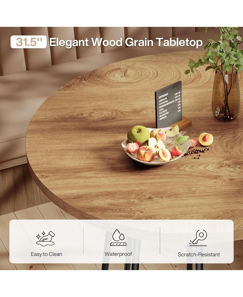 Tribesigns Industrial Round Dining Table, 31.5-Inch Wood Kitchen Table for 2-4 People, Small Circle Kitchen & Dining Room Furniture