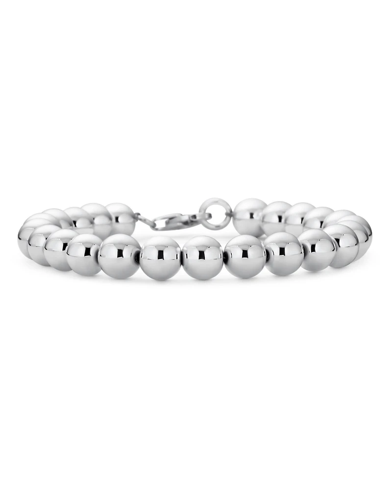 Bling Jewelry Classic Hand Strung 8MM Bead Ball Strand Bracelet .925 Sterling Silver 7.5 Inch