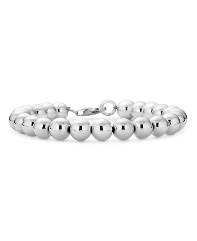 Bling Jewelry Classic Hand Strung 8MM Bead Ball Strand Bracelet .925 Sterling Silver 7.5 Inch