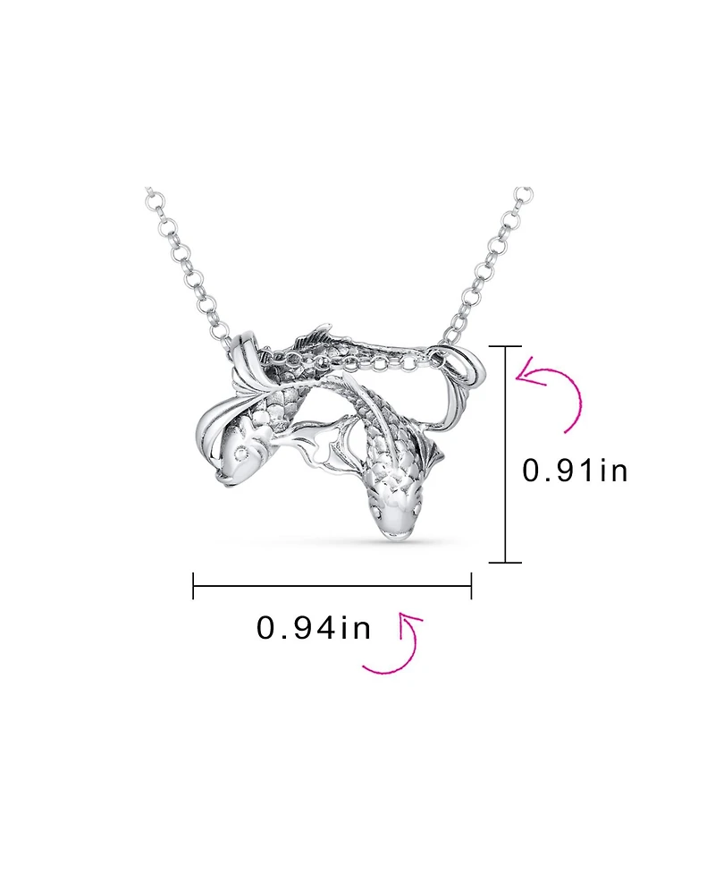 Bling Jewelry Nautical Water Fish Pisces Zodiac Sign Pendant Necklace .925 Sterling Silver