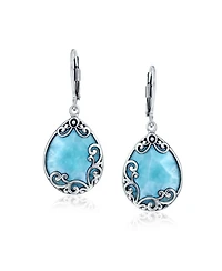 Bling Jewelry Blue Larimar Teardrop Dangle Earrings in Sterling Silver