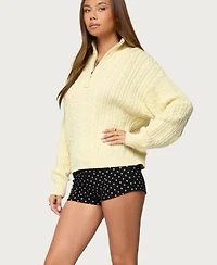 Edikted Women's Sarie Cable Knit Quarter Zip Sweater