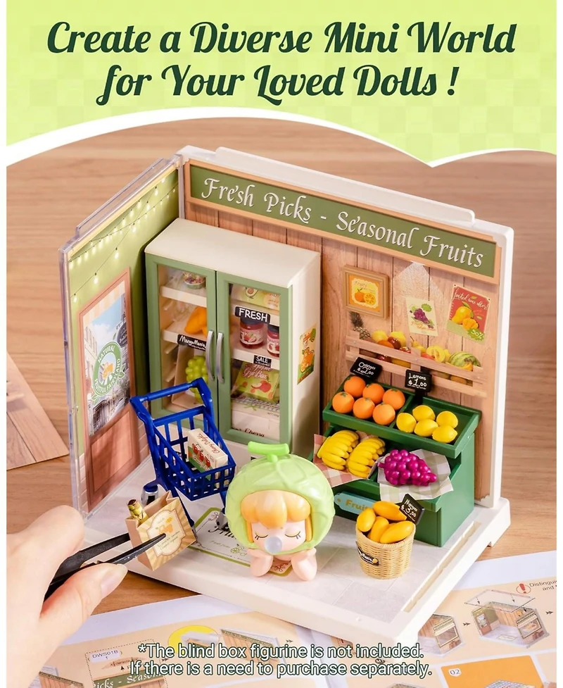 Robotime Diy Miniature House Kit, Mini Dollhouse Kit, Tiny House Kit for Adults, Wooden Furniture Kit, Christmas/Birthday Gifts for Family/Friends