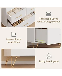 gaomon 5 Drawer Dresser for Bedroom, 47 Modern Wooden with Led Lights & Charging Station