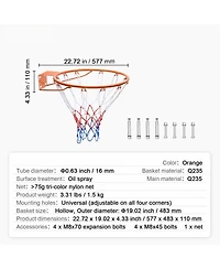 Mecale Basketball Rim Replacement, 18", Wall/Door Mount, Heavy-Duty Flex Rim w/ Net, Indoor/Outdoor