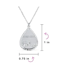 Bling Jewelry Mother-Bear Bezel Teardrop Word Mama Bear Necklace Sterling Silver