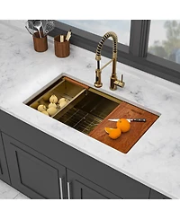 flynama Stainless Steel Undermount Single Bowl Workstation Kitchen Sink with Full Accessories