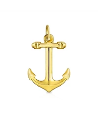 Bling Jewelry Traditional Nautical 14K Yellow Gold Boat Anchor Pendant Necklace Chain Not Included