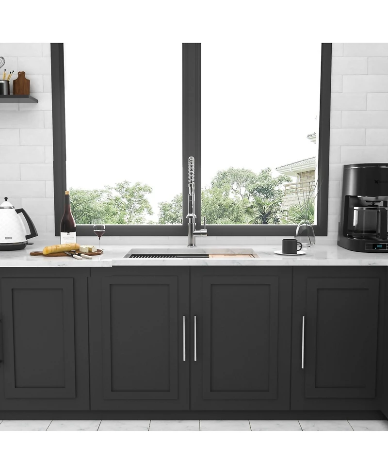 flynama 32x19x9inch Undermount Ledge Workstation Kitchen Sink 16 Gauge 304 Stainless Steel Single Bowl with Full Accessories