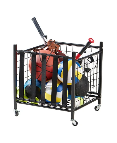 Lugo Sports Equipment Heavy-Duty Storage Cart with Wheels and Elastic Straps