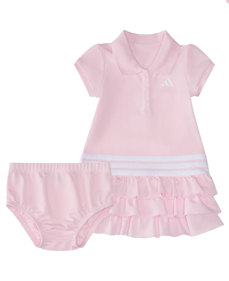 adidas Baby Girls' Ruffle Short-Sleeve Polo Dress and Bloomers, 2-Piece Set