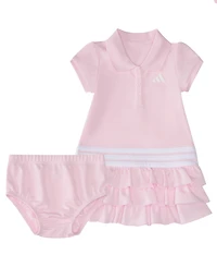 adidas Baby Girls' Ruffle Short-Sleeve Polo Dress and Bloomers, 2-Piece Set