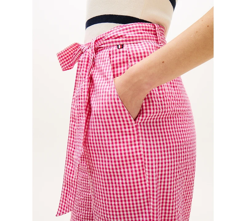Tommy Hilfiger Women's Gingham Belted Tapered Pants