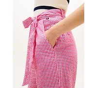 Tommy Hilfiger Women's Gingham Belted Tapered Pants