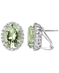 Macy's Green Amethyst (9 ct. t.w.) & White Topaz (1/2 ct. t.w.) Earrings in Sterling Silver