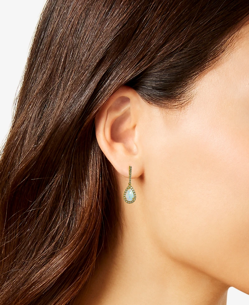 Macy's Opal (9/10 ct. t.w.) & Diamond (1/3 ct. t.w.) Earrings in 14k Yellow Gold