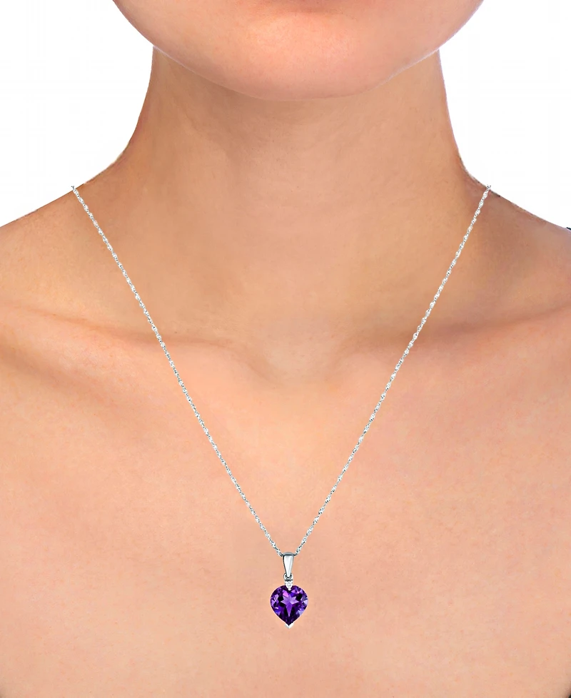 Macy's Amethyst (2 ct. t.w.) & Diamond Accent Pendant Necklace in 14k White Gold