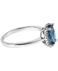 Macy's London Blue Topaz (2 ct. t.w.) & Diamond (1/20 ct. t.w.) Ring in 14k White Gold