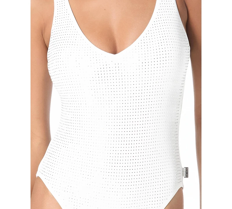 Michael Kors Women's V-Neck One-Piece Swimsuit