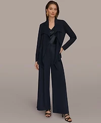 Donna Karan New York Women's Mixed Media Collared Neck Jacket