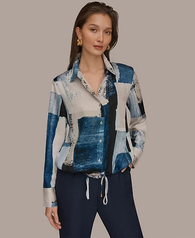 Donna Karan New York Women's Printed Long-Sleeve Top